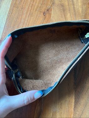 Portland Leather Brown and Black Leather Zip Pouch